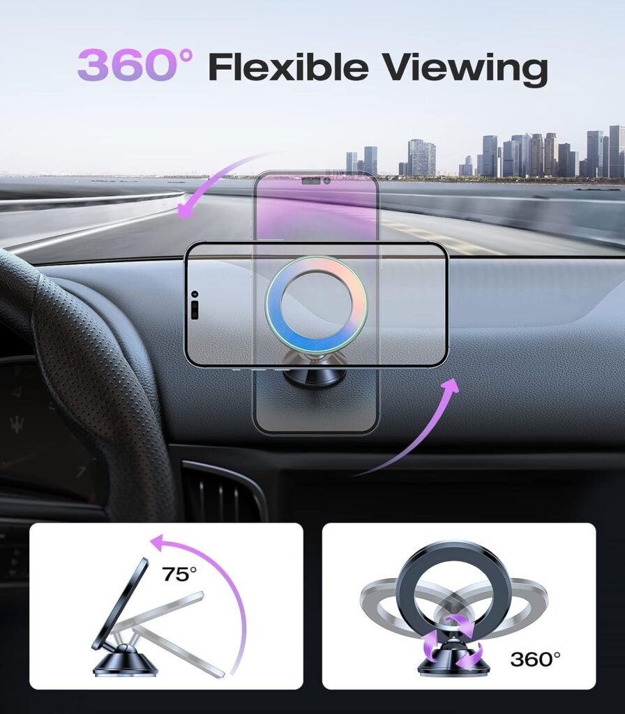 VICSEED for MagSafe Car Mount Dashboard, [High  Low Temp Resistance] [Never Drop] Magnetic Phone Holder for Car, 360 Rotatable Car Phone Holder Mount for iPhone 15 Pro Max 14 13 12 Plus Mini